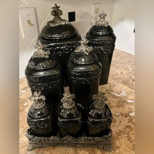 Drake Designs spice jars/canisters. This set is the black onyx.